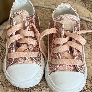 Kids Converse All Stars Pink Glitter Sneakers Size 5